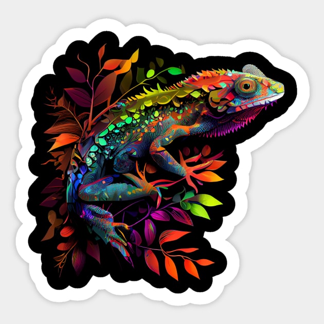 Cool gecko chameleon design colorful Sticker by Unelmoija